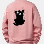 Black Cat Print Relax Fit Sweatshirt