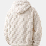 Relax Fit Checkerboard Kangaroo Pocket Teddy Hoodie & Jogger Pants