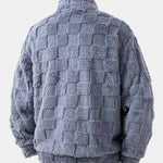 Chessboard Jacquard Teddy Quarter Zip Sweatshirt
