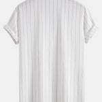 Linen Look Striped Button Up Shirt & Drawstring Shorts