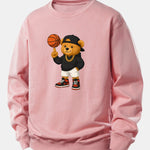 Basketball Bear Print Relax Fit Sweatshirt