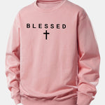 Blessed Cross Print Relax Fit Sweatshirt