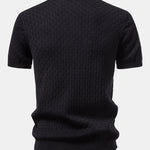 Checkerboard Henley Collar Sweater Knitted T-Shirt