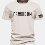 Regular Fit American Flag Freedom Print Cotton T-Shirt
