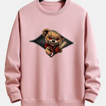 Halloween Zipper Evil Bear Print Relax Fit Sweatshirt