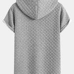 Checkerboard Jacquard  Arc Hem Hooded T-Shirt