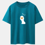 Doubtful Goose Print Drop Shoulder Oversize T-Shirt