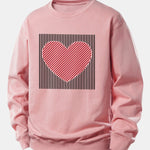 Striped Heart Print Relax Fit Sweatshirt