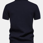 Contrast Textured Jacquard Knit Zip Up Polo Shirt