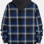 Teddy Lined Flannel Zip Up Plaid Hooded Shirt
