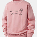 Line Dachshund Print Relax Fit Sweatshirt
