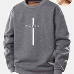 Paris Stripe Print Teddy Fleece Lined Sweatshirt