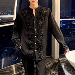 3D Rose Loose Shoulder Pad Shirt