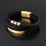 Buddha Stones Leather Multi-Layer Titanium Steel Balance Braided Magnetic Buckle Bracelet