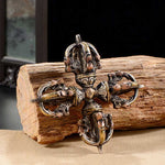 Buddha Stones Tibetan Handmade 5 Prong Double Dorje Copper Iron Thunderbolt Strength Vajra