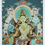 Buddha Stones Tibetan Embroidery White Tara Thangka Tapestry Wall Hanging Wall Art Meditation for Home Decor