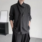 French Retro Scarf Casual Shirt