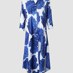 Zeagoo Women's Button Down Shirt Dress Summer V Neck 3/4 Sleeve Casual Loose Dresses