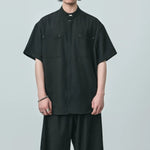Summer Stand-up Collar Draped Shirt