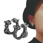 Buddha Stones 925 Sterling Silver Dragon Hoop Pattern Protection Earrings