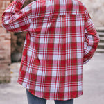 Zeagoo Loose Fit Plaid Shirt Casual Long Sleeve Lapel Collar Button Tunic Tops