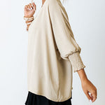 Zeagoo Zeagoo 3/4 Ruched Sleeves Shirt Loose Pullover Top for Women Casual Work Office Loose Fit 2026 | Under $40