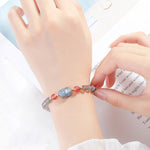 Buddha Stones Moonstone Strawberry Quartz PiXiu Healing Bracelet
