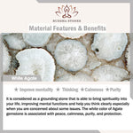Buddha Stones 108 Mala Beads White Agate Amethyst Black Glitter Stone Protection Bracelet (Extra 35% Off | USE CODE: FS35)