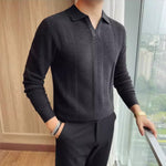 Lyocell V-neck Collared Slim Fit Knit Sweater