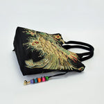 Buddha Stones Peacock Double-sided Embroidery Tote Bag Shoulder Bag Crossbody Bag