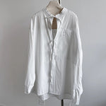 Deconstructed Drawstring Vertical Striped Loose Casual Shirt