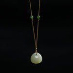 Buddha Stones Natural Hetian Jade Small Bag Pattern Prosperity String Necklace Pendant