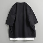 Retro Color-blocked Loose Casual Crew Neck T-shirt