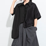 Womenâ€™s Patchwork Irregular Collar T-shirt