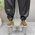 PU Loose Stitching Straight Scimitar Pants