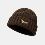 Dachshund Embroidered Pattern Thick And Warm Knitted Hat