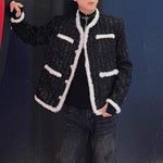 Paneled Raw-edge Tweed Jacket