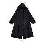 Black Thin Loose Hooded Windbreaker