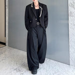 Irregular Button-decorated Suit Jacket Wide-leg Trousers Two-piece Suit