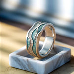 Turquoise Silvered Waves Ring