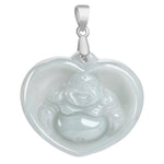 Buddha Stones Laughing Buddha White Jade Luck Blessing Titanium Steel Chain Necklace Pendant