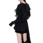 Irregular Patchwork Pleated Shirt Dress With Belt