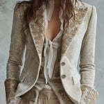 Mercedes ⎸ Blazer Bordado en Color Marfil
