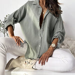 Zeagoo Solid Loose Single breasted Full Pull Long Sleeve Blouse Polo Pocket Tops