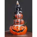 Buddha Stones Halloween Pumpkins Ghost Resin Backflow Smoke Fountain Incense Burner Decoration
