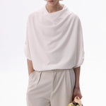 Stacked Collar Loose Solid Color T-shirt