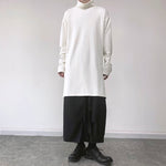 High Neck Side Slits Long Sweatshirt