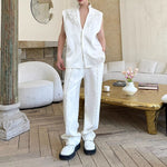 Handmade Pearl Embroidered Jacquard Stand Collar Vest