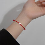 Buddha Stones 925 Sterling Silver Four Leaf Clover Red Rope Bracelet