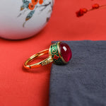 925 Sterling Silver Red Corundum Courage Ring (Extra 30% Off | USE CODE: FS30)